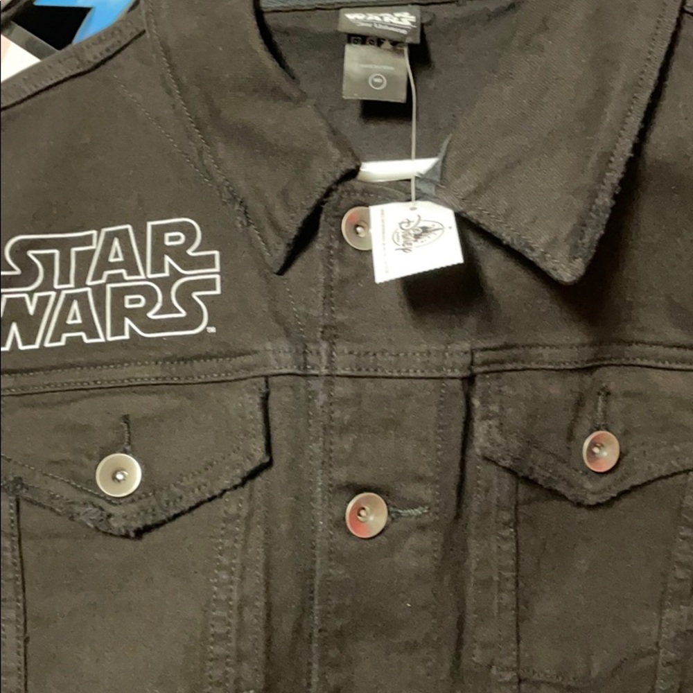 Star Wars Luke Leia Darth black denim jacket Size M - Picture 10 of 16